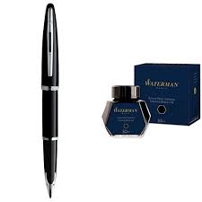Stylo Plume Waterman Carène Noir Éclat avec Finitions Palladium