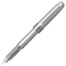 Stylo Plume Platine Pointe Médium Blanc Glacé