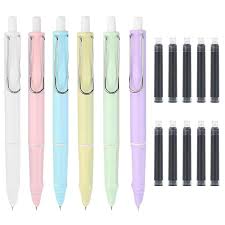 Ensemble de 6 Stylos Plume Rétractables avec 10 Cartouches d'Encre