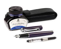 Stylos Plume Diplomat Traveller en Métal avec Étui Cuir