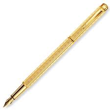 Stylo Plume Ecridor Chevron en Or - Pointe Fine