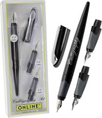 Parure Calligraphie en Ligne : Stylo Plume AIR Noir & 3 Plumes