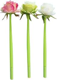 Lot de 3 Stylos Gel Fleur de Rose
